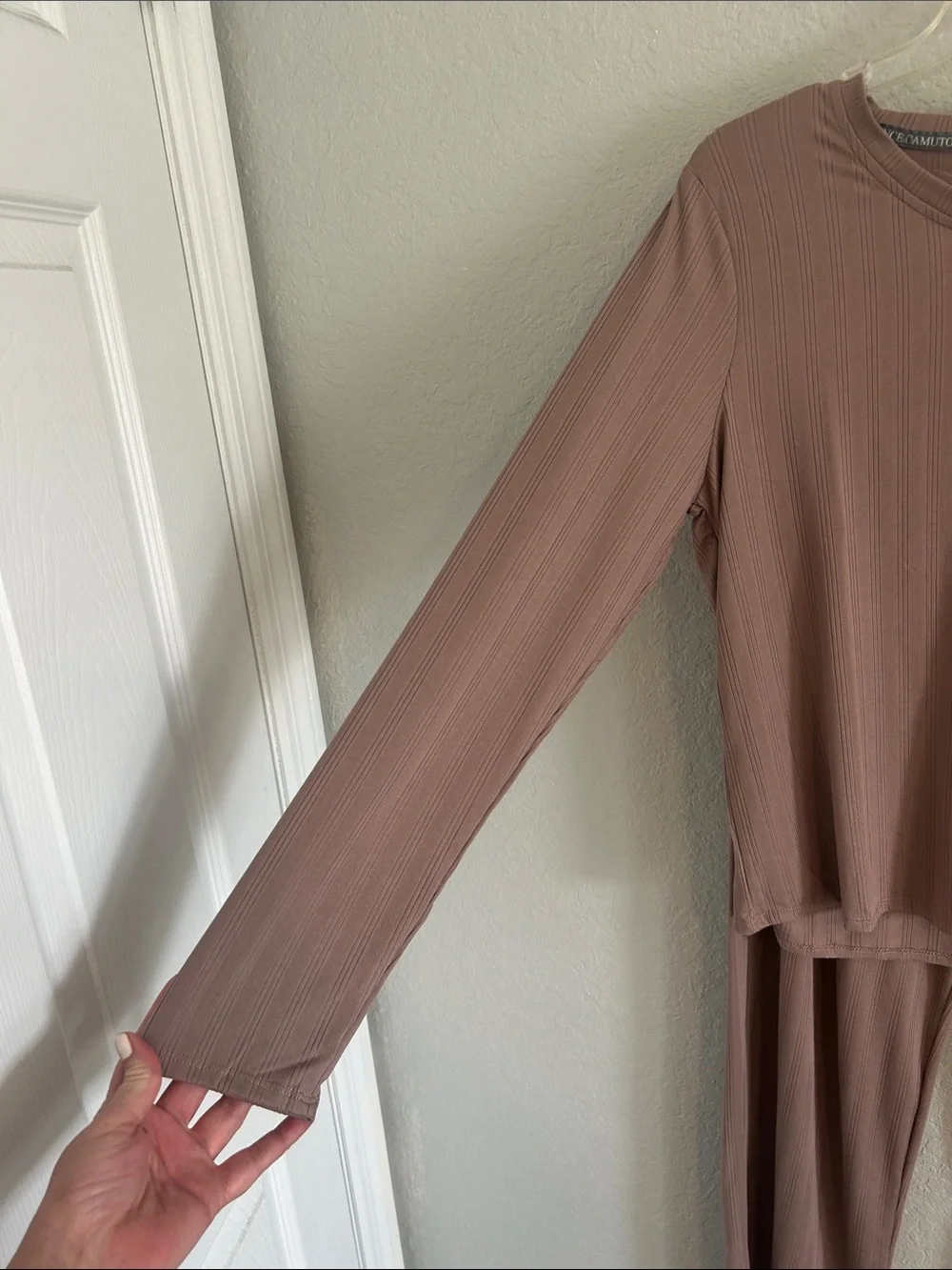 Vince Camuto Mauve Ribbed Button-Front Pajama Set